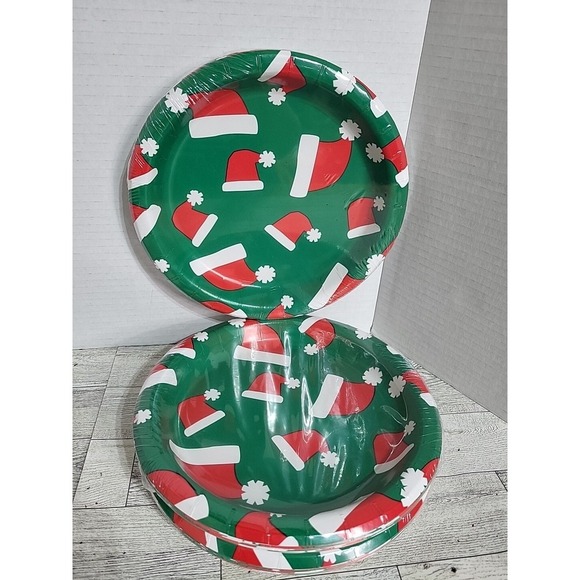 Santa Hat Dinner Paper Plates Lot Of 3 New Unopened 10 Count Per Pack Christmas - Picture 1 of 4